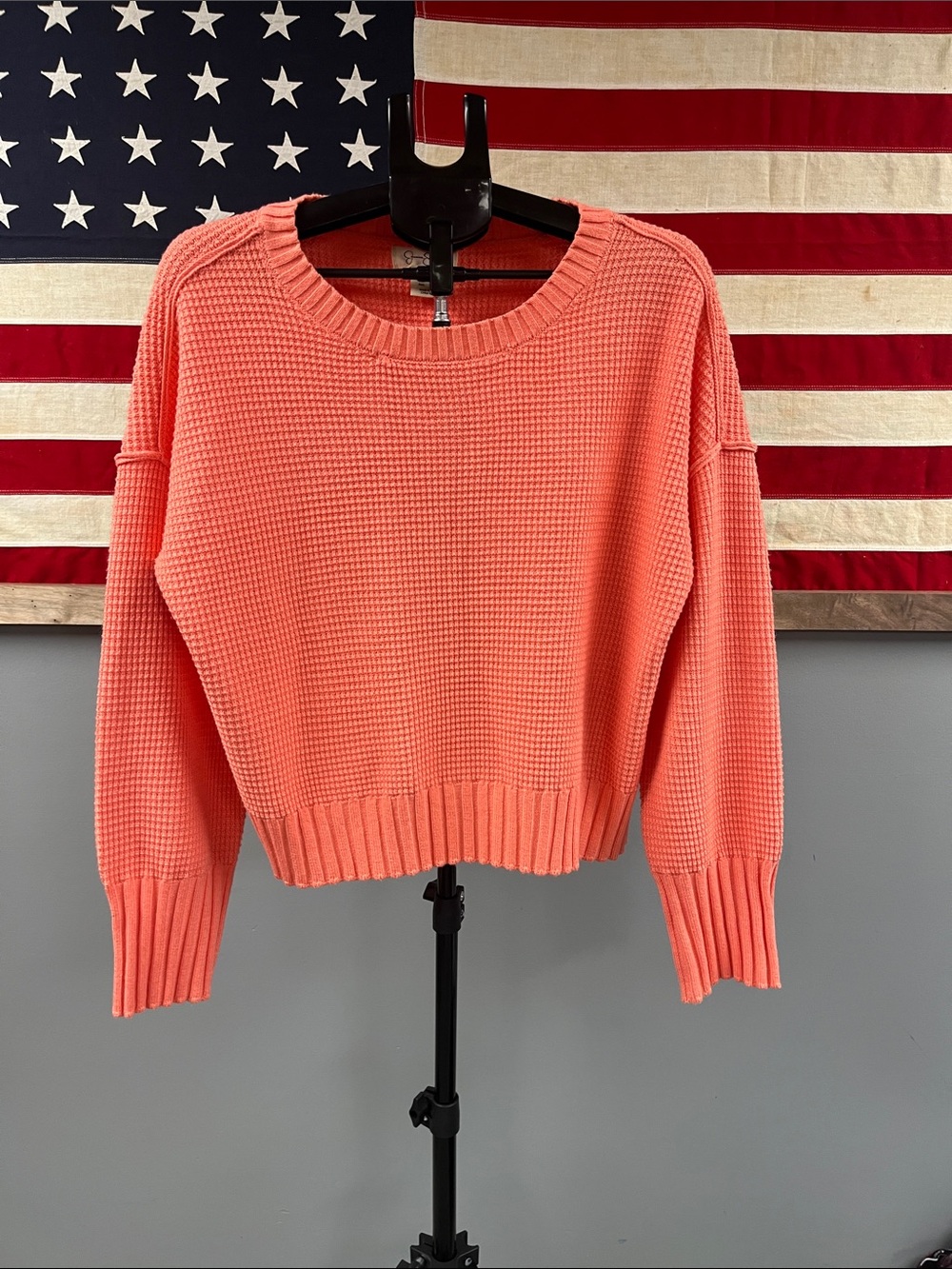 Jessica Simpson Coral Crewneck Waffle Knit Sweater